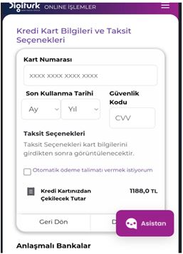 Ödeme ekranı